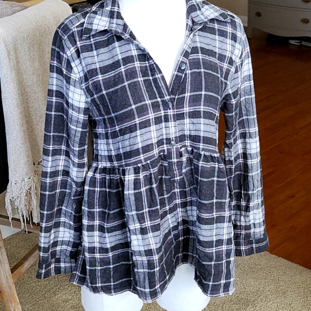 American Eagle Plaid Button Tunic - image 1